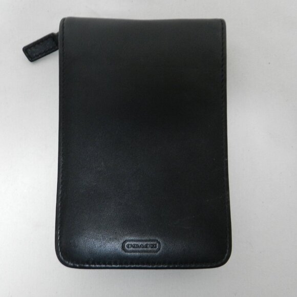 Coach Vintage Leather zip around palm pilot wallet case black w/ Logo  4" x 5.5" - Picture 2 of 12
